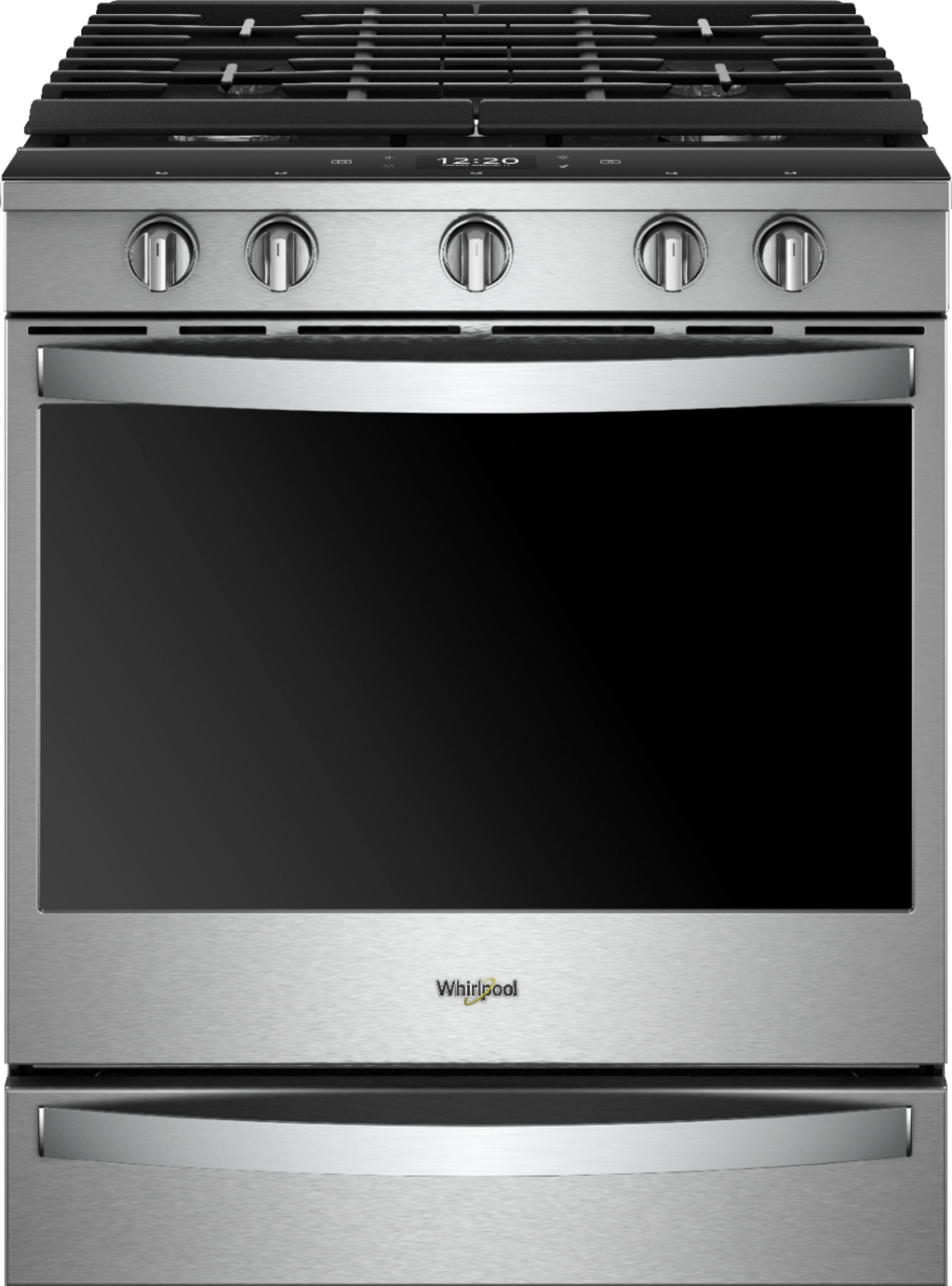 Whirlpool - 30 in. Wide 5 burners 5.8 cu. ft. Slide-In Gas Convection Range with Self-Cleaning with Air Fry with Connection - Stainless Steel