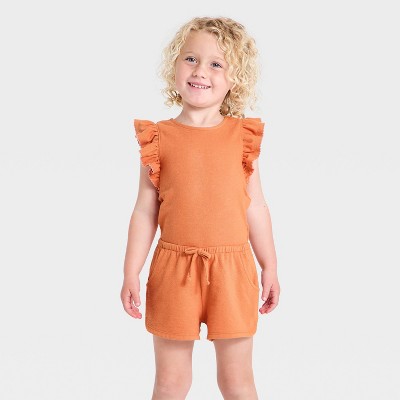 Toddler Girls' Terracotta Romper - Cat & Jack™ Orange 18M