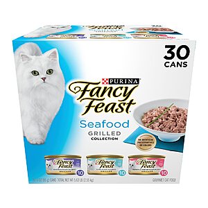 30-Pk 3-Oz Purina Fancy Feast Grilled Seafood Wet Cat Food (Variety) 2 for $29.25 w/ S&S + Free S&H
