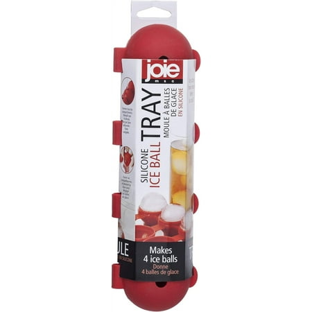 Joie Silicone Ice Ball Tray, With Leak Resistant Design, Makes 4 Ice Balls, BPA-Free, Red
