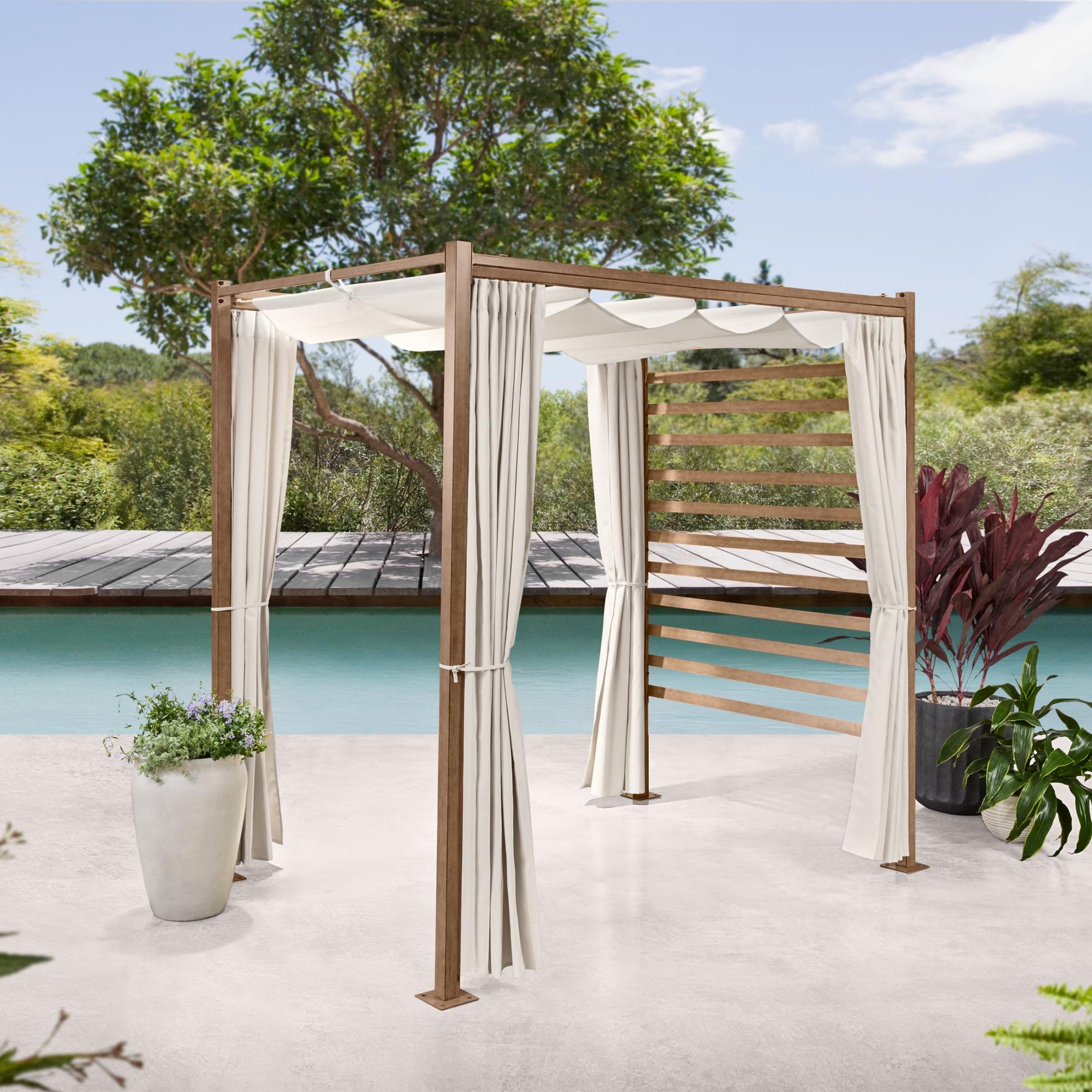 Better Homes & Gardens Marlow Outdoor Pergola with Curtains Walmart
