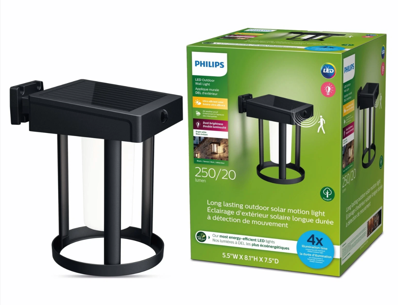 Philips LED Motion Sensor Solar Outdoor Cylindrical Wall Lantern eBay
