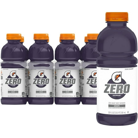 Gatorade Zero Sugar Thirst Quencher Grape, 20 fl oz Bottles, 8 Count Bottles