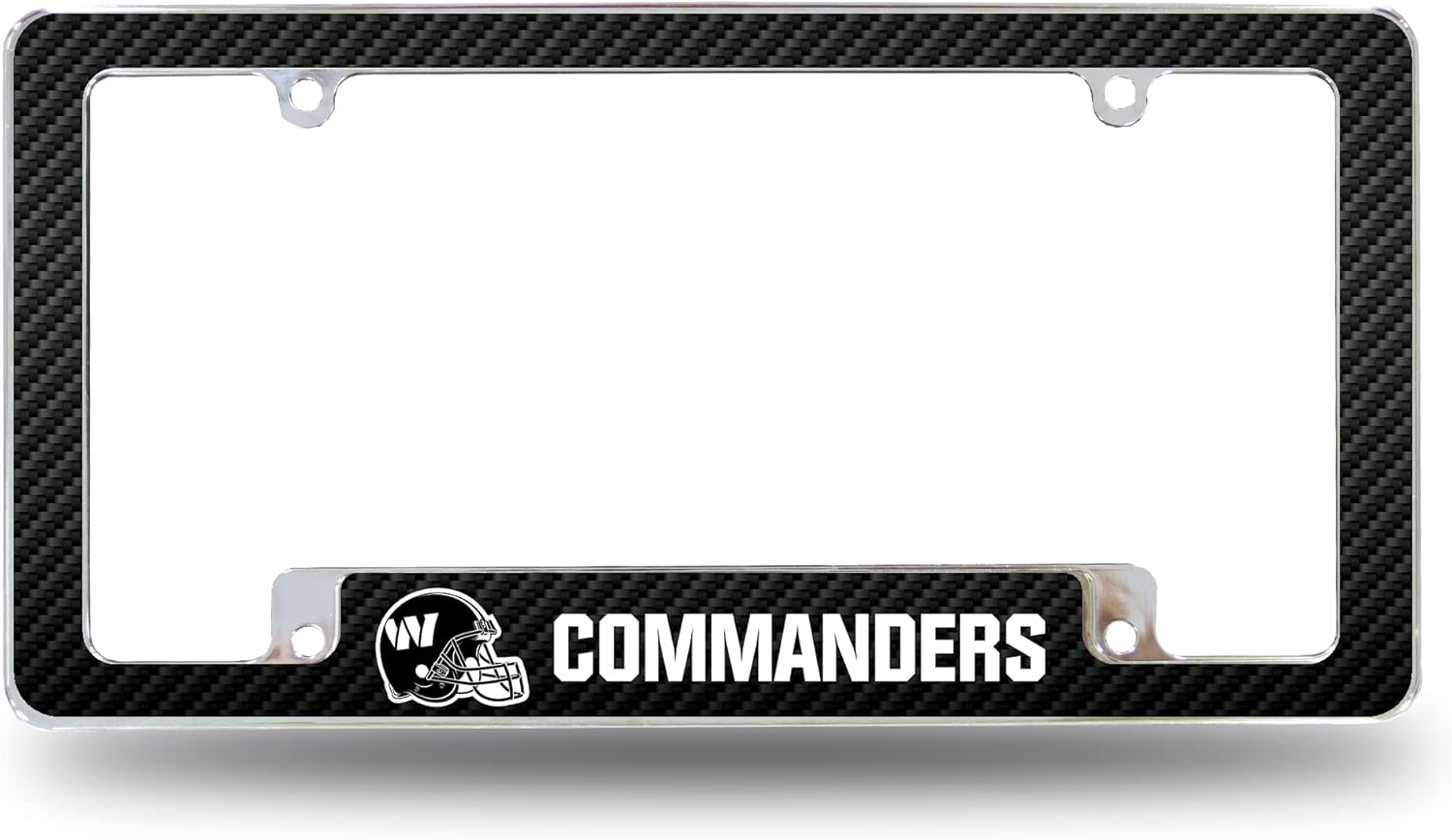 Rico Industries NFL Washington Commanders Black All Over Chrome Frame 12" x 6" Car/Truck Auto Accessory