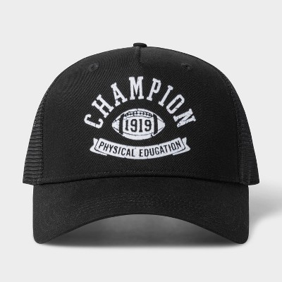 Champion Adult Phys Ed Twill Trucker Hat - Black