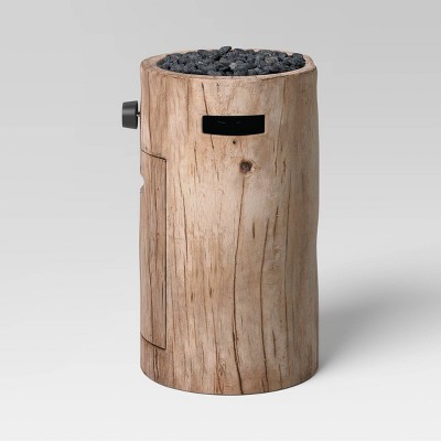 Weathered/Natural Finish Small LP Round Outdoor Fire Column Natural - Threshold™: Heat-Resistant, No Assembly, Lava Rock Included