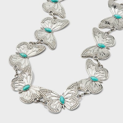 Girls' Butterfly Chain Belt - art class™ Silver S/M