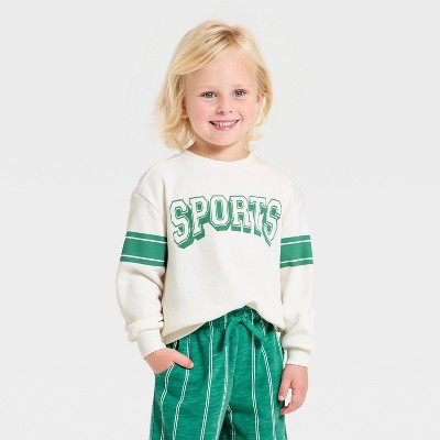 Grayson Mini Toddler Boys' Go Sports French Terry Pullover Crew neck Sweatshirt - Off-White 2T