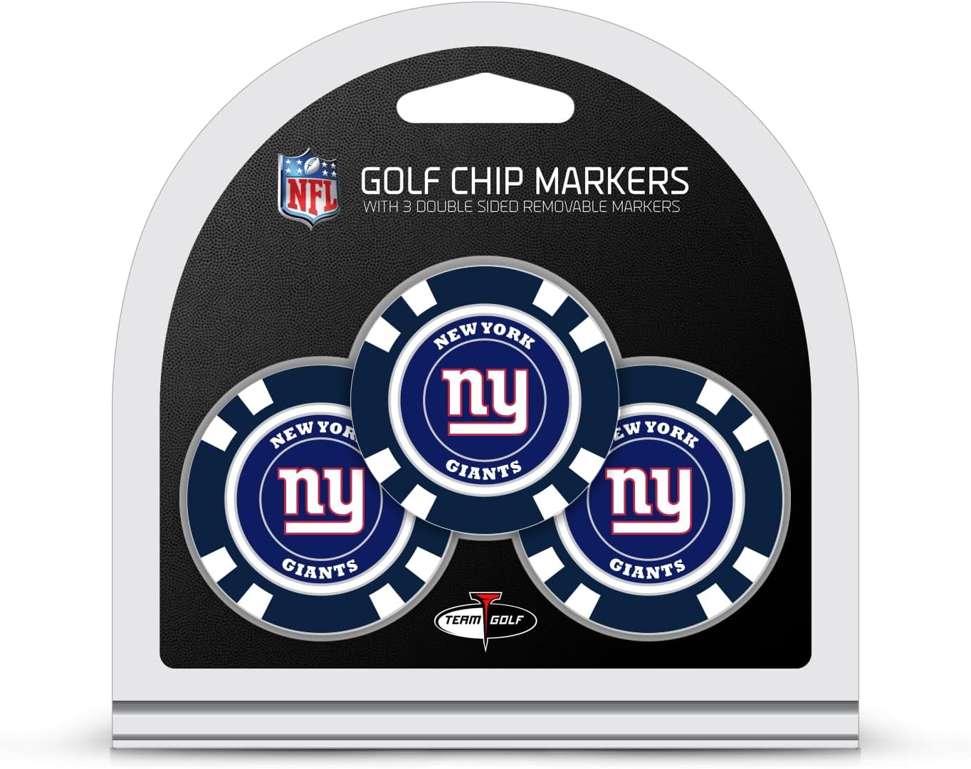 Team Golf NFL New York Giants 3 Pack Golf Chip Ball Markers, Poker Chip Size with Pop Out Smaller Double-Sided Enamel Markers
