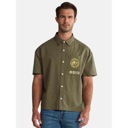 Jurassic Park Men's and Big Men's Dinosaur Committee Button Up Shirt, Sizes S-3XL