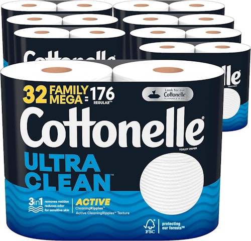 Cottonelle Ultra Clean Toilet Paper Family Mega Roll 32-Pack