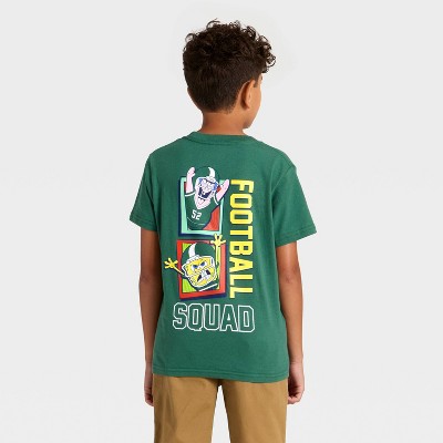 Boys' Spongebob Squarepants Football Squad Short Sleeve Front and Back Graphic T-Shirt - Green S