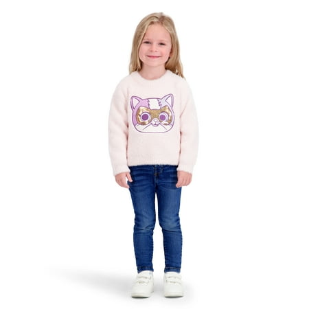 Super Kitties Toddler Girls Lurex Mohair Sweater, Sizes 12 Months - 5T