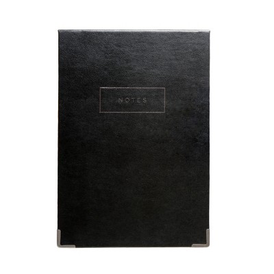 Vegan Leather Paper Bloc Composition Notepad Black - russell+hazel: Hard Cover Journal, 7x10", 120 Pages, Foil Accent