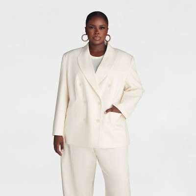 KBB by KAHLANA Women's 'The David Blazer' -Cream 1X