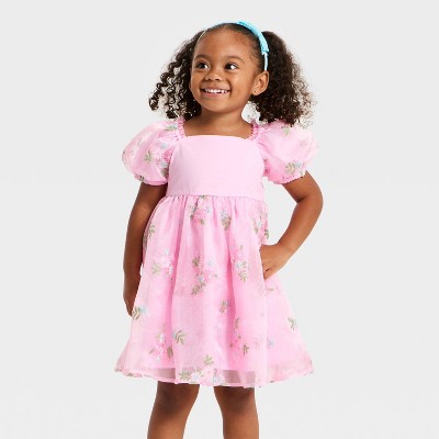 Toddler Girls' Mad Engine Floral Embroidered Dress - Pink 18M