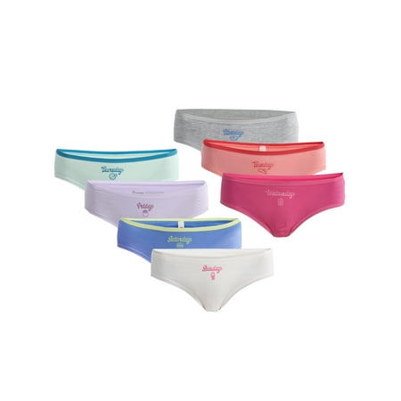No Boundaries Cotton Hipster Panties, Days of the Week - 7 Pack, Women’s and Women’s Plus, Sizes XS-XXXL