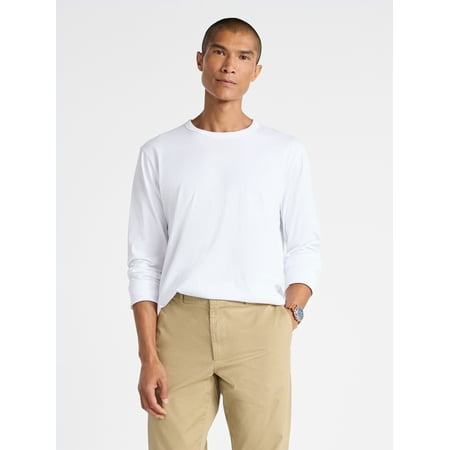Free Assembly Men's Everyday Cotton Tee with Long Sleeves, Sizes XS-3XL