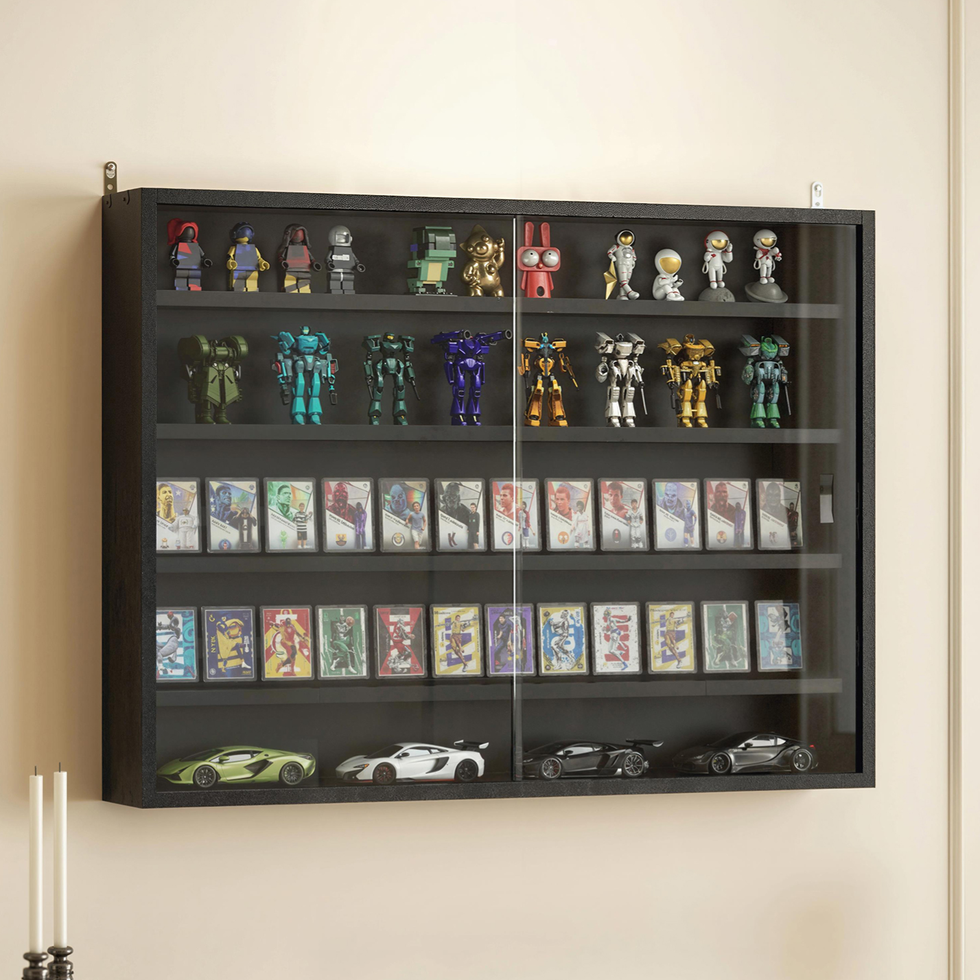 5-Tier Mounted Shelf with Glass Doors $51