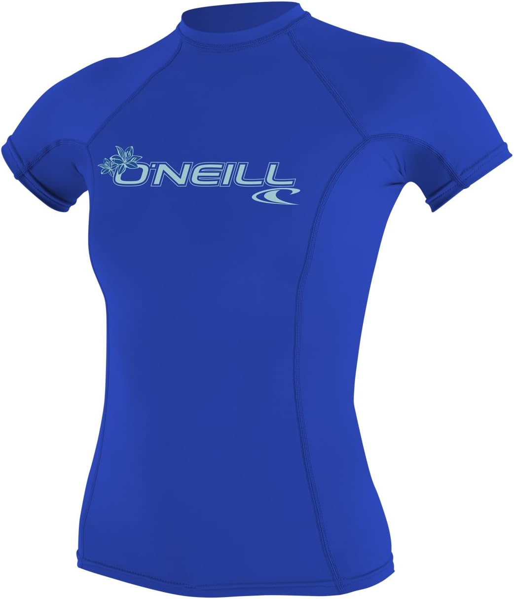 O'Neill Women's Basic Skins UPF 50+ Short Sleeve Rash Guard, Tahitian Blue, X-Large