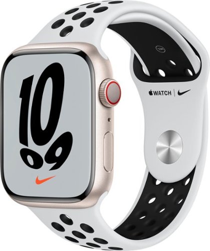 Refurbished Apple Watch Nike Series 7 (GPS + Cellular) 45mm Aluminum Case with Pure Platinum/Black Nike Sport Band - Starlight - (2021)