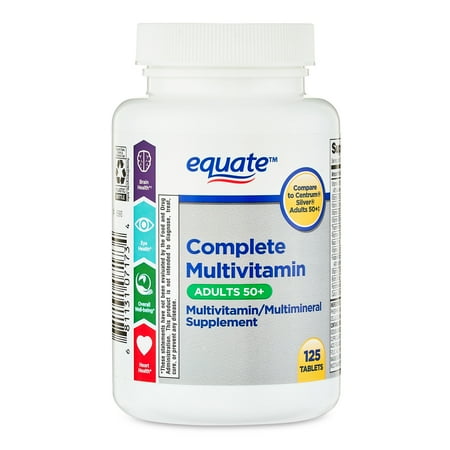 Equate Complete Multivitamin/Multimineral Supplement Tablets, Adults 50+, 125 Count, Compare to Centrum® Silver® Adults 50+