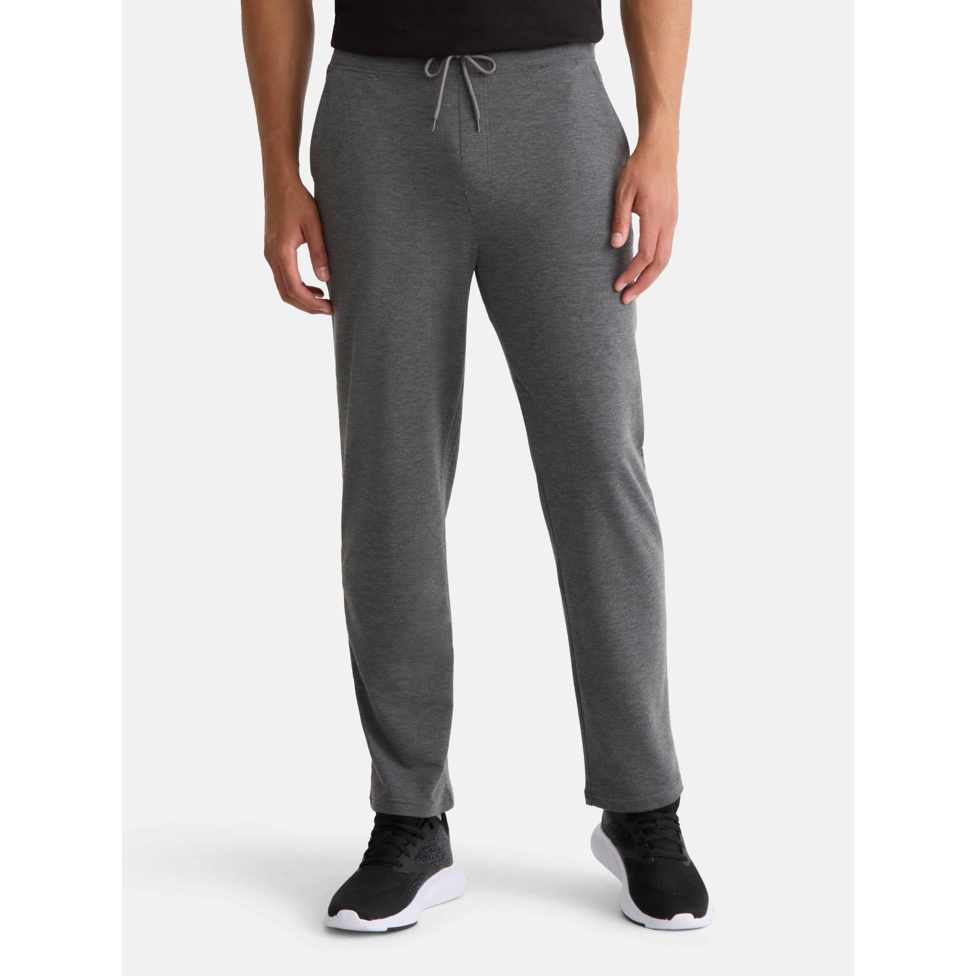 Athletic Works Men's and Big Men's Performance French Terry Open Leg Relaxed Sweatpants, Sizes XS-5XL