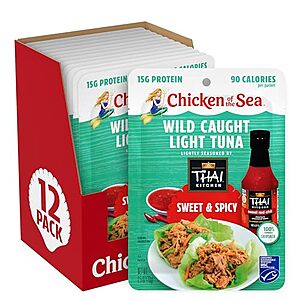 12-Pk 2.5-Oz Chicken of the Sea Wild Caught Light Tuna (Sweet & Spicy) $6.15 w/ S&S