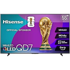 55" Hisense QD7QF Series 4K QLED MiniLED TV $300 + Free S&H