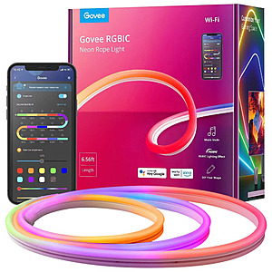6.5' Govee RGBIC Smart LED Neon Rope Light $22 + Free S&H
