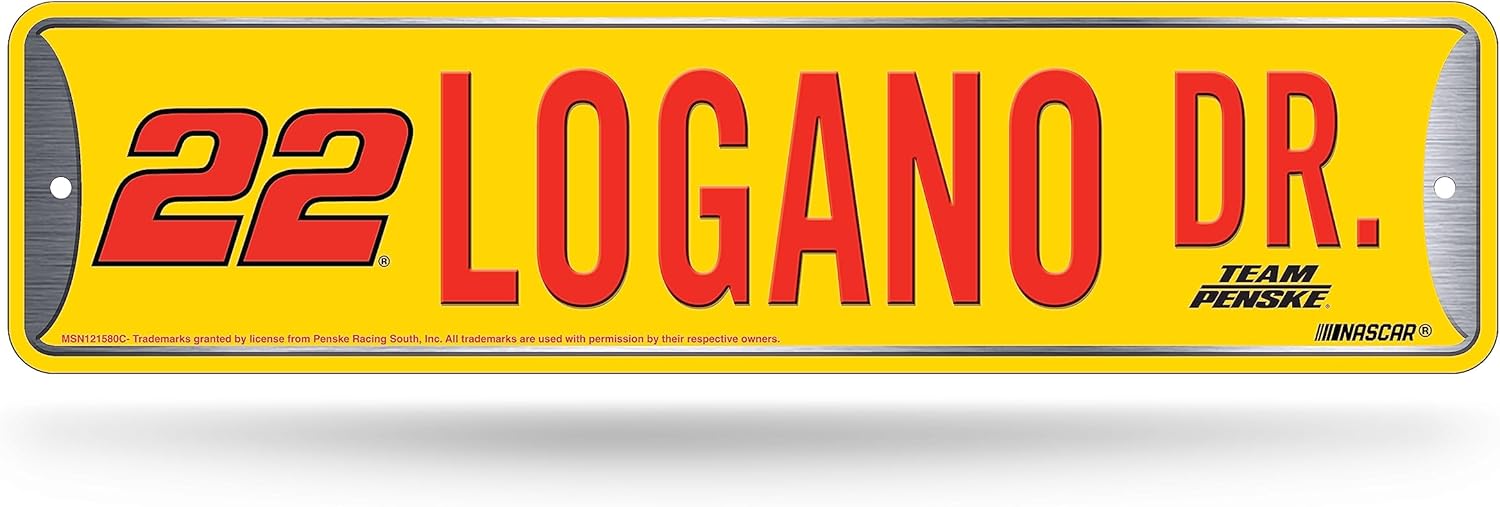Rico Industries NASCAR Racing Joey Logano Metal Street Sign 4" x 15" Home Décor - Bedroom - Office - Man Cave