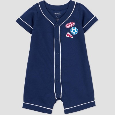 Carter's Just One You® Baby Boys' 4th of July Soccer Romper - Navy Blue/White/Red 18M