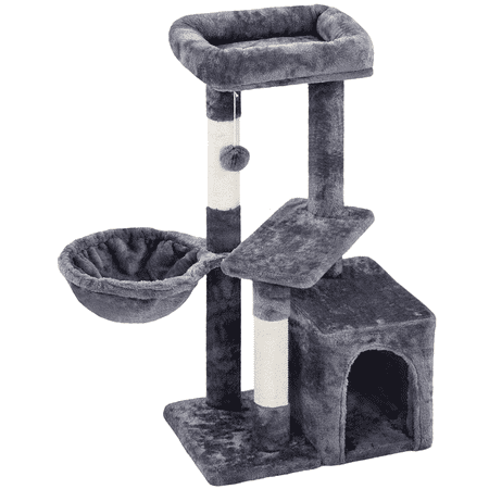 Alden Design 34.5" H Cat Tree Tower with Condo and Perches, Dark Gray