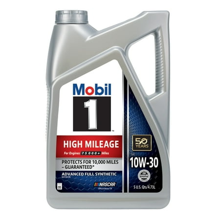 Mobil 1 10w30 High Mileage Oil 5 Qt Bottle