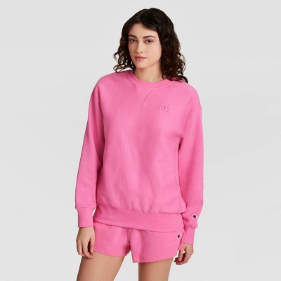 Champion Women's Fleece Crewneck Sweatshirt -Vibrant Pink L