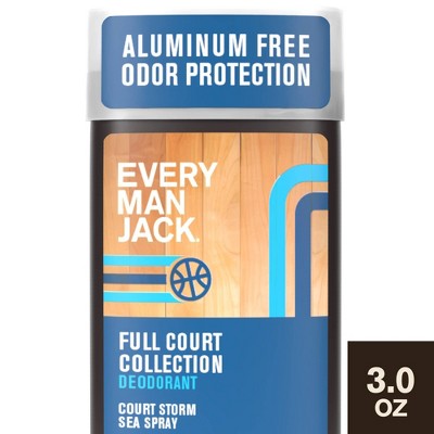 Every Man Jack Limited Edition Full Court Collection Aluminum-Free Men's Deodorant - Court Storm Sea Spray - 3oz: Invisible Solid, Vegan