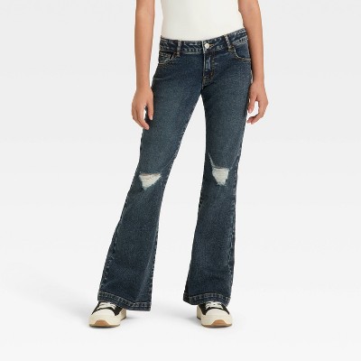 Girls' Low-Rise Flare Jeans - art class™ Dark Wash 5
