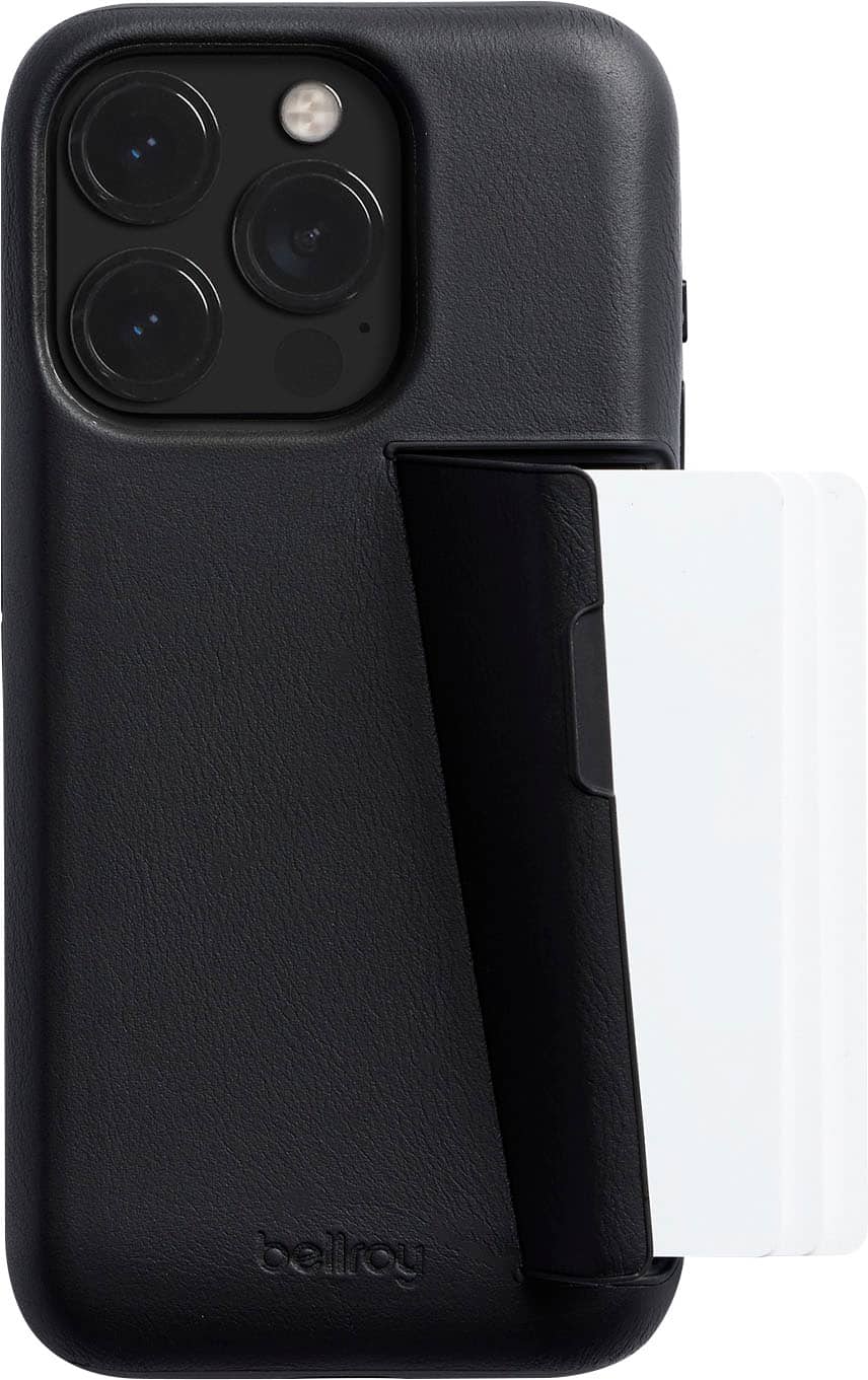Bellroy - iPhone 15 Pro Max Leather Phone Case - 3 Card - Black
