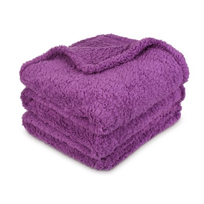 Catalonia Purple Fleece Plush Throw Blanket, Fuzzy Snuggle Blanket for Boys Camping Traveling Couch Bed, Lightweight, Reversible, All Season Use