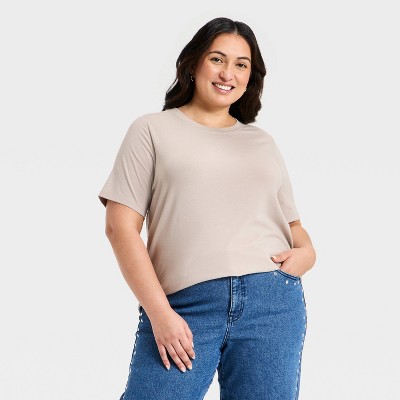 Women's Short Sleeve T-Shirt - Ava & Viv™ Taupe 4X