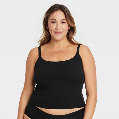 Women's Luxe 4-Way Stretch Cami Tank Top - Auden™ Black XL: Nylon Spandex Blend, Adjustable Straps, Pullover Style, Knit Fabric