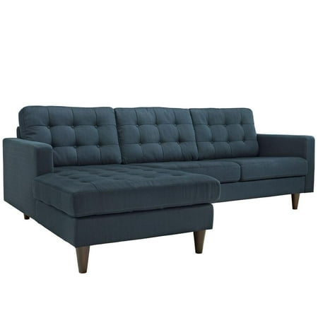 Modway Empress Left-Facing Upholstered Fabric Sectional Sofa in Azure