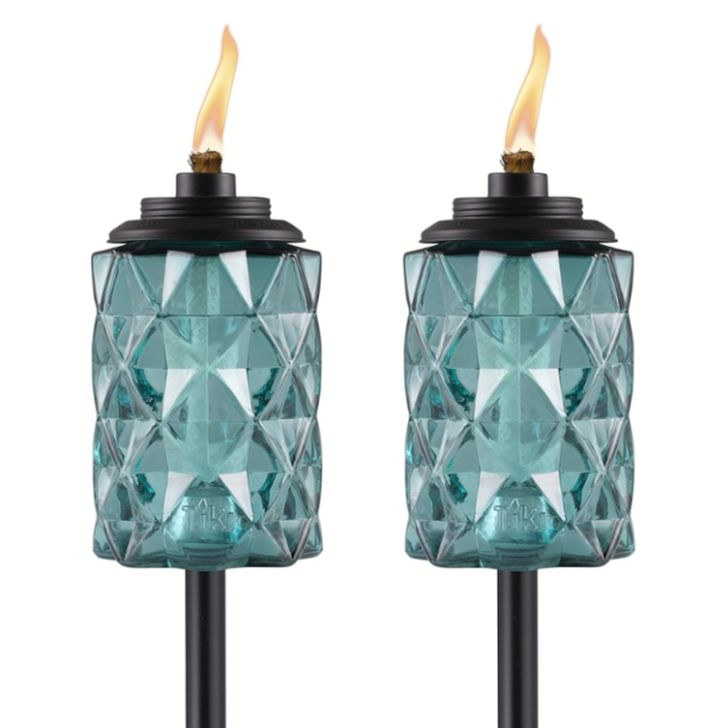 2-Pack TIKI Topaz Blue Glass TIKI Torches Amazon