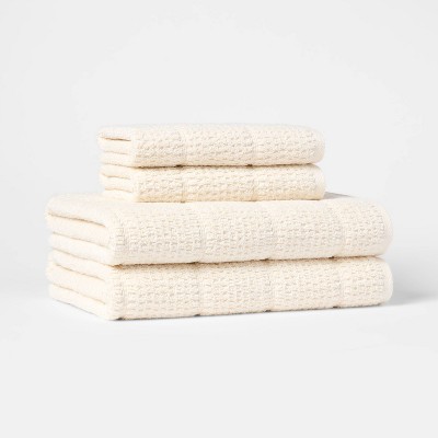 4pc Value Bathroom Towel Bundle Set (2 Bath + 2 Hand) Cream Solid - Threshold™
