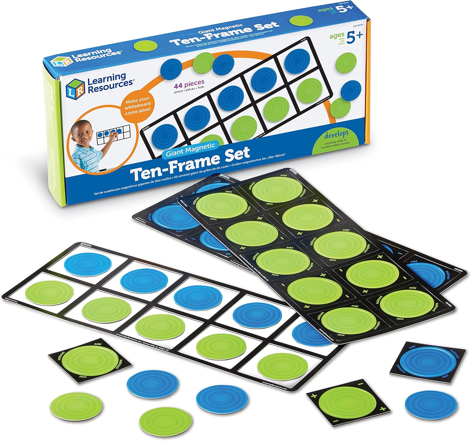 Learning Resources Giant Magnetic Ten Frame Set - Math Manipulatives, Teacher Supplies, Back to School, Ages 5+