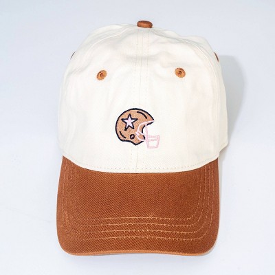 Football Helmet Hat - Frasier Sterling Cream/Brown: Cotton Adjustable Baseball Hat