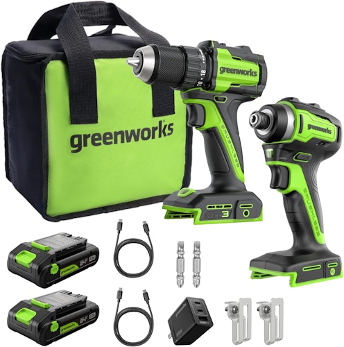 Greenworks 24V Cordless Drill & Impact Driver Combo Kit