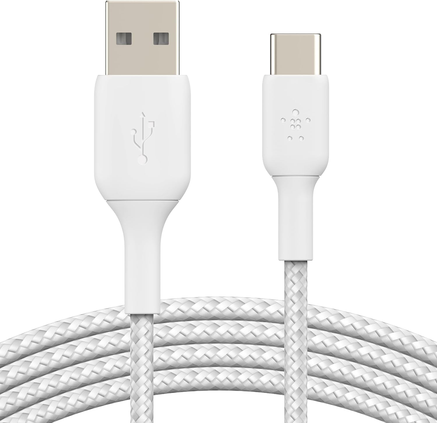 Belkin USB A to USB C Cable, 3.3ft, 15W - Type C Charger, iPhone Charger Cord, Soft, Braided, Flexible for iPhone 17 & 16, Galaxy S25, Pixel 10, iPad Pro, Airpods Pro, Switch & More - White