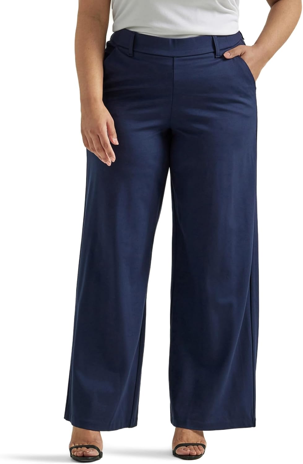 Lee Women's Plus Size Ultra Lux Comfort Any Wear Wide Leg Pant Emperor Navy 18 Plus Long