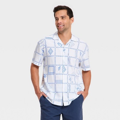 Men's Short Sleeve Twill Camp Collar Shirt - Goodfellow & Co™ White S